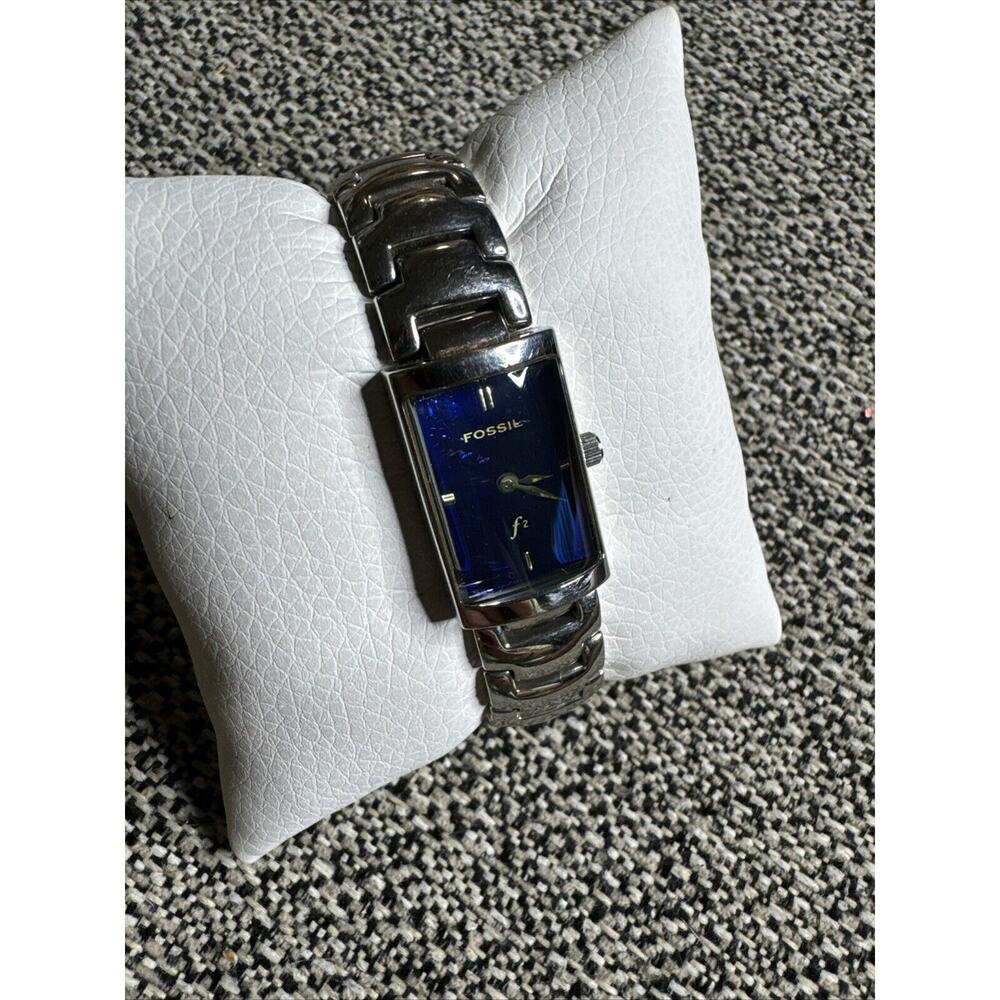 FOSSIL F2 ES-9375 Silver Tone Quartz Analog Women's Watch Sz. 6" New Battery